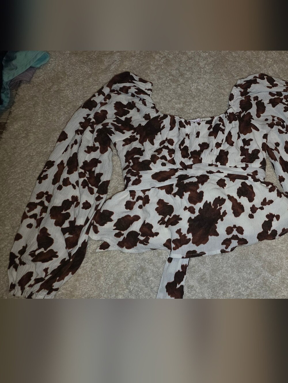 Youth Girls Cow Print Top